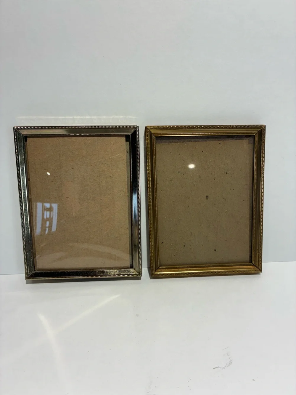 Set of 2 Vintage Style Metal Photo Frames Gold & Silver Ornate 3x4